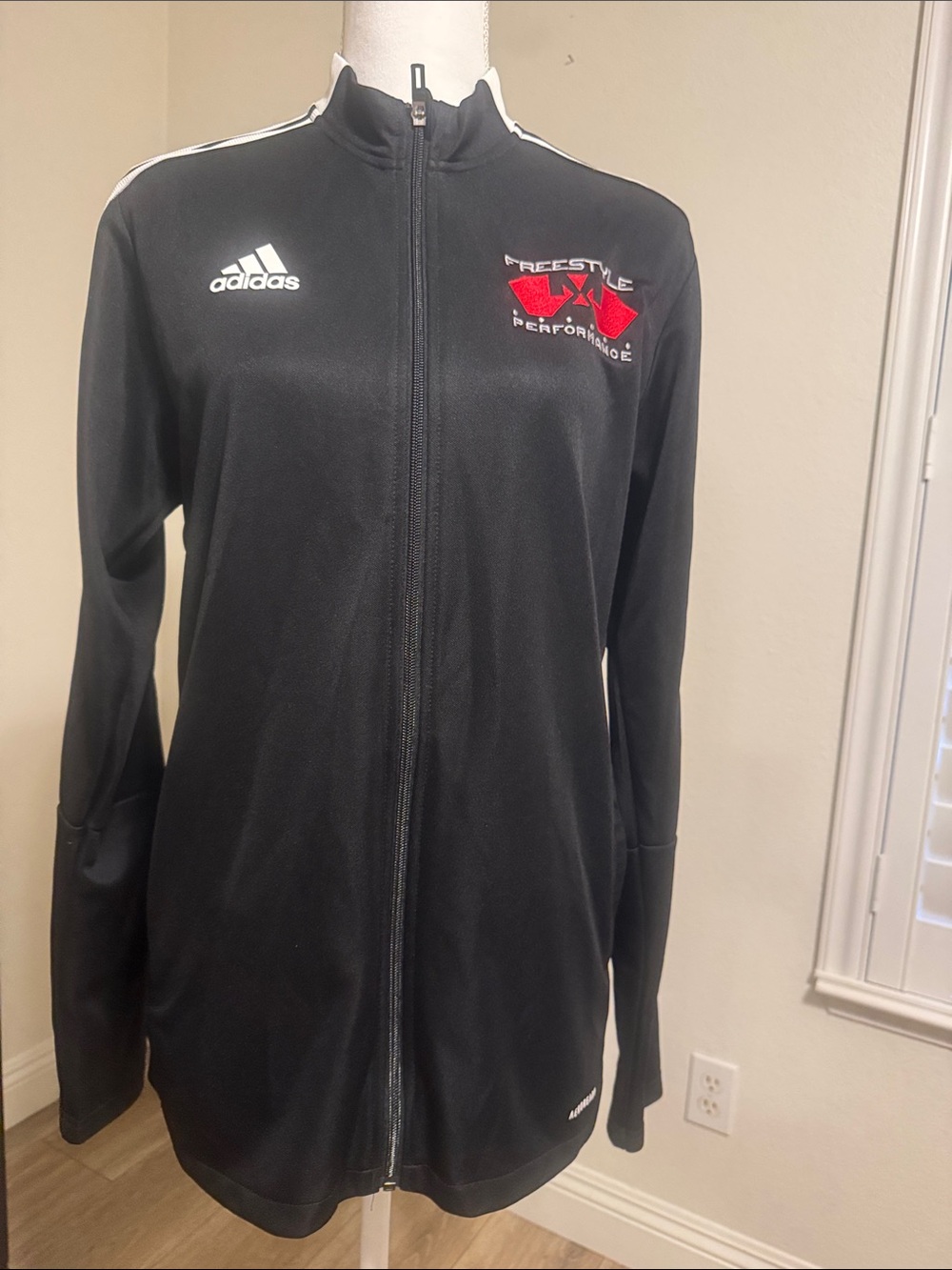 adidas Black Full-Zip Track Jacket with Red Chest Patch
